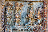 Old Bagan Myanmar. The Mingala Zedi. Well-preserved glazed Jataka plaques. 